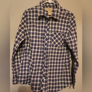 Blue Mountain Navy and White Plaid Womens Shirt